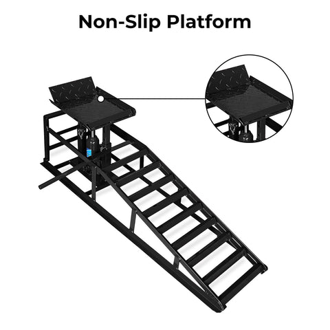 2 Pack Hydraulic Car Ramps Up To 11,000 Lbs Beefy Heavy Duty Steel Lift Ramps With Adjustable Height 9 To 14 Inches For Easy Oil Changes And Vehicle Maintenance Black