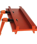Go-To Wide to Narrow Dovetail Adapter Plate for Telescope Mounts in orange aluminum with dual locking clamps