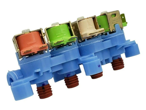Quad Water Valve Replacement For GE Washer WH13X26637 showing four colored inlet ports