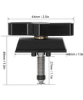 Solid Folding Bike Hinge Clamp Made From Durable Aluminum Alloy With Smooth Black Anodized Finish And Precise CNC Machining For Reliable Performance On Your Ride, shown from the front with dimensions.