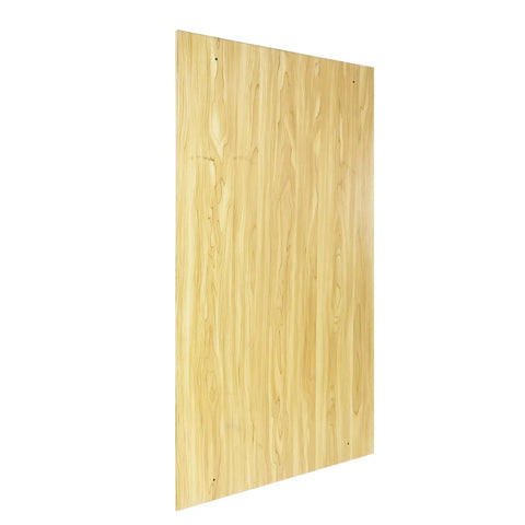Side view of Maple Wood Grain Slatwall Panel 24 By 40 Inches For Retail Store Displays And Tool Organization, uninstalled
