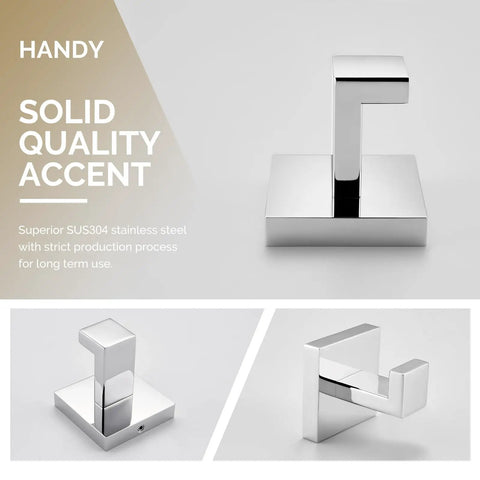 Dope Stainless Steel Towel Hook For Bathroom Wall Mount SUS 304 Polished Chrome, square base and curved hook design