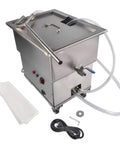 Getanye 370W Commercial Fryer Oil Filter With 18L Capacity Stainless Steel Cart, featuring pump, hose, and control panel for grease filtration.