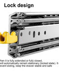 Close-up of lock design on Beefy Heavy Duty 500lbs Drawer Slides with Full Extension Ball Bearing Rails 72 Inch Side Mount