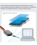 USB Type-C connector transferring data from SD card to computer screen for storage and data management