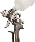 Mini HVLP Spray Gun With 1mm Nozzle And 125cc Cup Pro Grade Low Overspray Lightweight Ergonomic Pneumatic Tool Chrome Body Silver