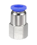 Push To Connect Fittings 8mm Tube OD To 1 4 NPT Female Straight Quick Connect PCF8 N02 Nickel Plated Brass with PBT Body