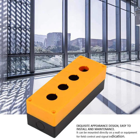 Beefy Four Hole 22mm Push Button Switch Control Box With ABS Industrial Enclosure in yellow for equipment control panels