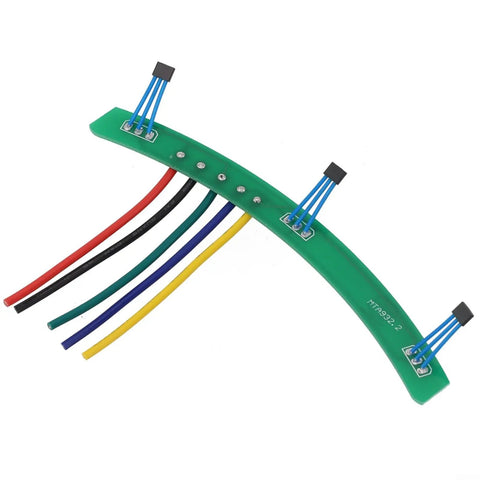 Rock Solid Brushless DC Motor Hall Sensor Plate 5 Pin 120 Degree Phase Angle For Electric Bikes And Evc Projects, green PCB with colored wires.