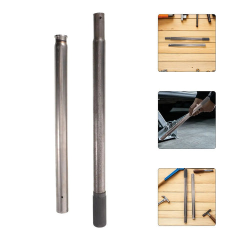 Replacement Floor Jack Handle For Hydraulic And Bottle Jacks, Heavy Duty Steel And Plastic Lever, shown with tools and usage