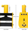 High Performance 20 Ton Hydraulic Busbar Bender For Copper And Aluminum with measurements, featuring a sturdy yellow and black design.