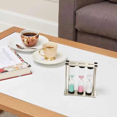 Go To Desk Timer With Brushed Stainless Steel Frame Three In One 3 4 5 Minute Kitchen Timers for Tea Coffee and Cooking on table