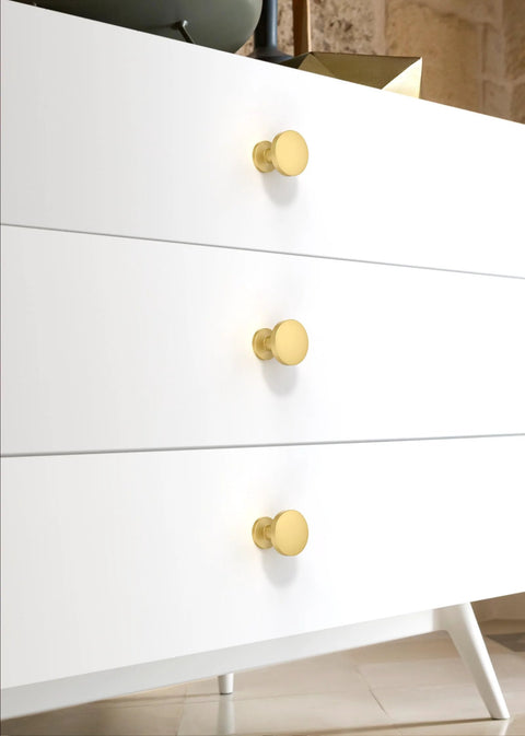 10 Pack Brushed Gold Round Cabinet Knobs 1-1/5 Inch 30mm Single Hole Drawer Pulls For Kitchen Cabinets And Drawers Easy Install