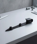 Heavy Duty Barn Door Hanger With Pointed Strap Rollers Rock Solid Metal Sliding Hardware on a workspace surface.