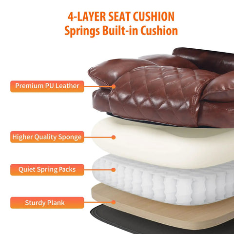 Cross-section of Big Tall Reclining Executive Office Chair With Footrest, showing premium PU leather and layered cushioning.