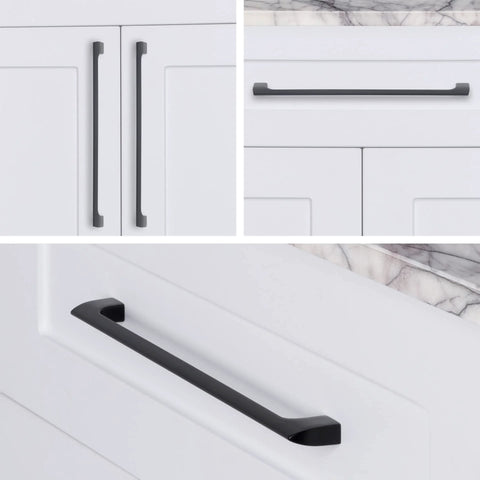 15 Pack Flat Black 10 Inch Hole Center Solid Metal Cabinet Handles For Kitchen And Bathroom Drawer Pulls Durable Stainless Steel Zinc Alloy