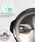 Inside view of 6 Qt Inner Pot for Electric Cooker Replacement with stainless steel and silicone ring, fitting 6 quart models.