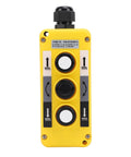 Front view of IP68 Rainproof Hoist Crane Push Button Switch Set Up Down Industrial Control Button 3 Button Version COB T2