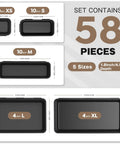 58 Pieces 5 Size Tool Box Organizer Tray Divider Set Black Desk Drawer Organizer dimensions and layout overview