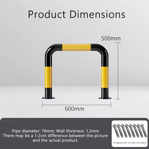 Heavy Duty Industrial Guard Rail With U Shaped Anti Collision Bar Floor Mounted Bolt In Installation Yellow With Black Stripe