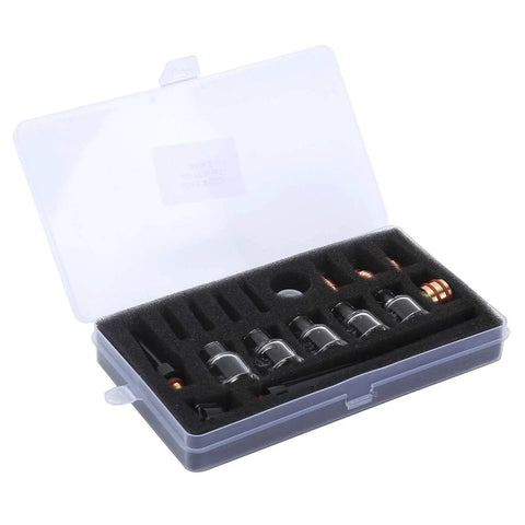 Upgrade Your Welding Game With This WP9 And WP20 Torch Consumables Kit Including Premium Glass Nozzles and tungsten clamps in a case.