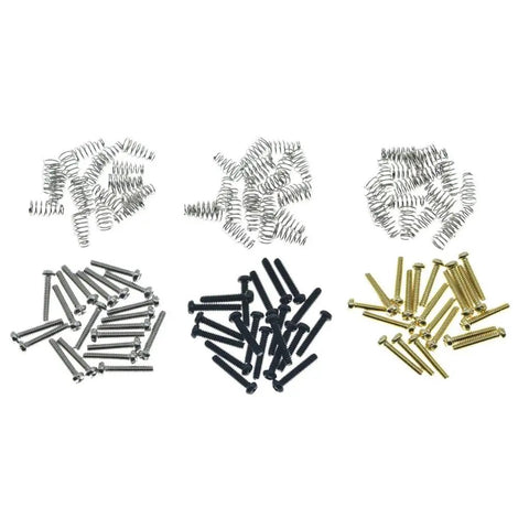 Top Shelf 20 Pack Stainless Steel Phillips Head Pickup Screws With Springs For Strat Tele Models Nickel screws and springs variety