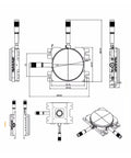 Technical drawing of Pro Grade Rotary Tilt Table For CNC Milling With Knockout Angular Precision and Beefed Up Aluminum Build.