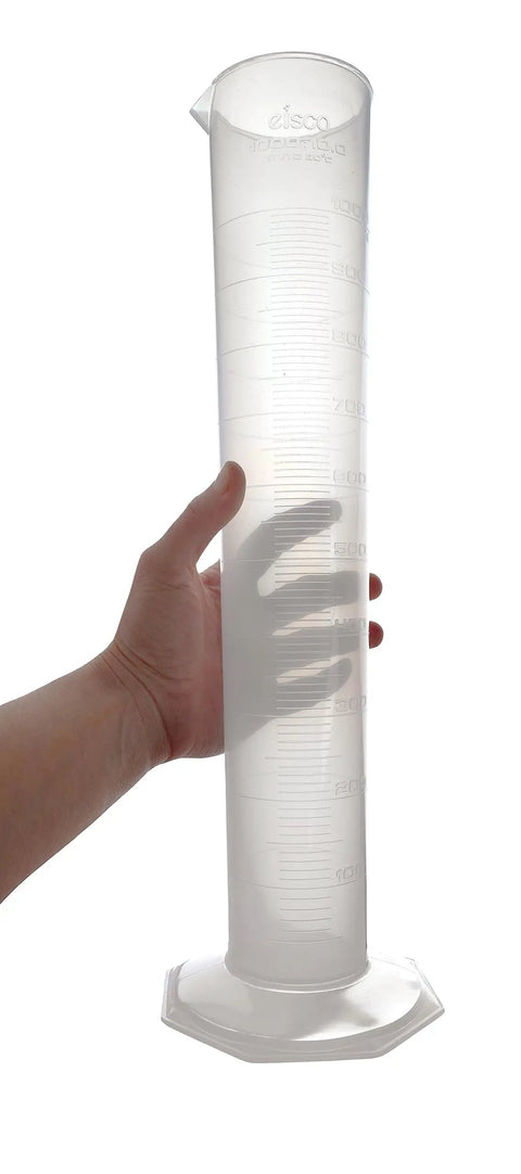 Graduated Cylinder 1000 mL with Class B Tolerance Octagonal Base Polypropylene Autoclavable Industrial Quality Lab Grade Measuring Cylinder for Precise Liquids, hand-held