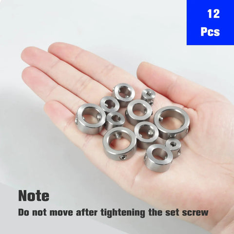 Depth Stop Collar Set For Drill Bits 3 To 16 Millimeters, 12-Piece Stainless Steel Kit in hand
