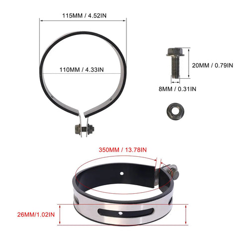 Alloy Steel Universal Motorcycle Exhaust Clamp Clip Hanger For Most Motorcycles Scooters And Mopeds 4.5 Inch Inner Diameter Bracket