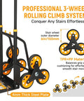 Heavy Duty Stair Climbing Cart With 330 Lb Capacity, 6 Wheel Folding Dolly And Telescoping Handle, Ergonomic Grip, Ideal For Moving Groceries, Boxes, And Bulky Items Up Stairs Or Across Floors. 3-wheel stair cart with 6in wheels and 4mm steel plate