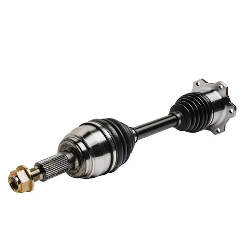 4WD Front Wheel Bearing Hubs And CV Axles Kit For Silverado 1500 Sierra Suburban Tahoe Yukon XL Avalanche And Cadillac Escalade ESV EXT AWD Ready To Roll Replacement Parts For A Smooth Quiet Ride And Easy Install close-up view of a CV axle on a white background.
