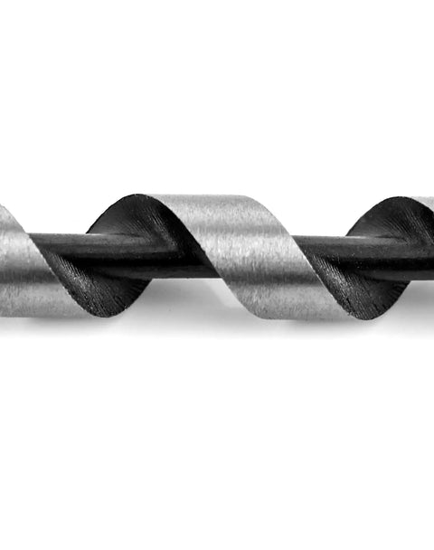 Close-up view of a heavy duty auger drill bit from the Heavy Duty 7 Piece Auger Drill Bit Set Featuring 9 Inch Hardened Alloy Steel Construction.