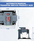 100Amp 110V AC Automatic Transfer Switch For Dual Power Changeover, front view with dimensions