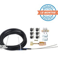 Universal Parking Brake Cable Complete Kit For Lokar Floor Mount with 96-inch cable and hardware for rear disc conversion.