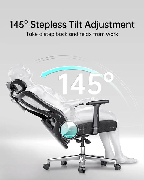Ergonomic Office Chair With 2D Lumbar Support Adjustable Headrest And Liftable Armrests 145 Degree Stepless Tilt Reclined