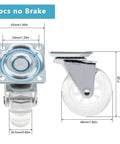 4 Pack 2 Inch Transparent Silent Universal Casters Crystal Wheels For Office Chair And Small Cart Smooth 360 Degree