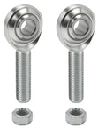 Two Pack Rod End Bearings With Three Eighths Inch Bore And Right Hand Thread, Jam Nuts Included, two metal rod ends