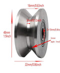 Badass Durability 304 Stainless Steel Pulley Roller Wheel With Silent Double Bearings V Groove Caster showing dimensions and design details.