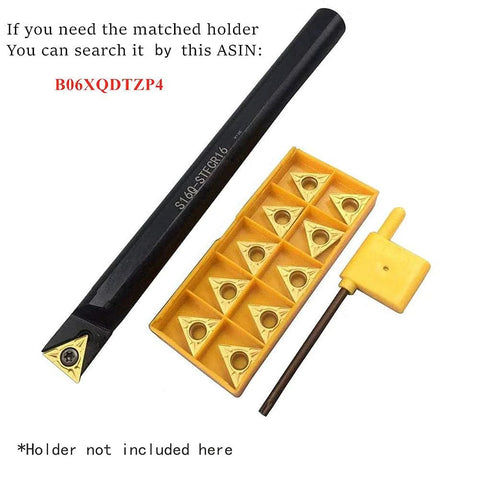 TCMT32.51 carbide turning inserts, 10 pcs, with yellow insert storage block and holder