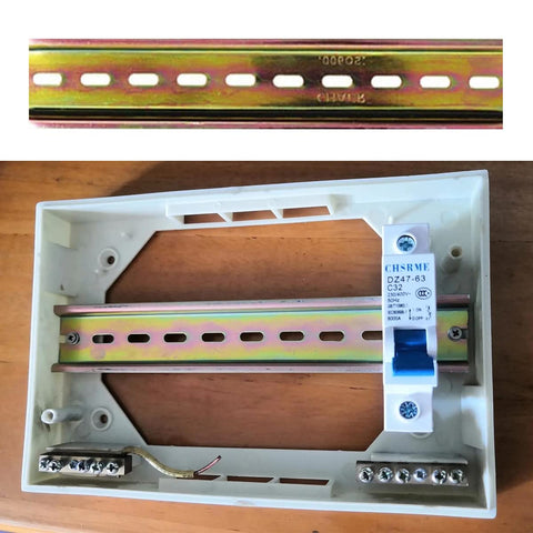 Four Pcs DIN Rail Slotted Design Steel Rail Mounts, 200Mm Long, 35Mm Wide, 7.5Mm High, Galvanized, Pro Grade, Heavy Duty