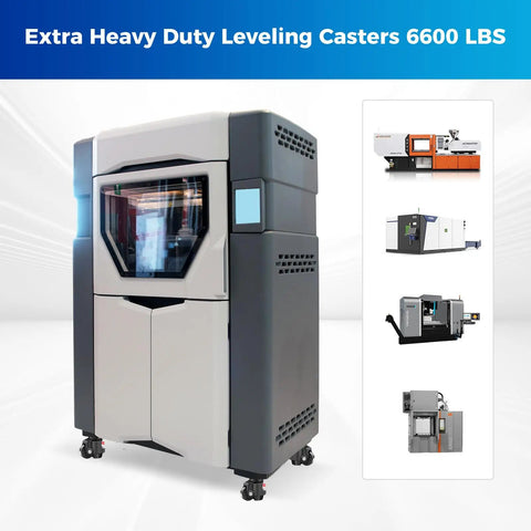 Heavy Duty Leveling Casters With Ratchet Arm 6600 Lbs Retractable Plate Swivel Workbench Castors For Machines and Industrial Equipment Built Tough Nylon Wheels and Leveling Feet on machinery and equipment