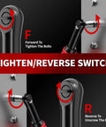 Image showing tighten/reverse switch function of Electric Ratchet Wrench Set with 16.8V Cordless Power, Three Eighths Inch Drive.