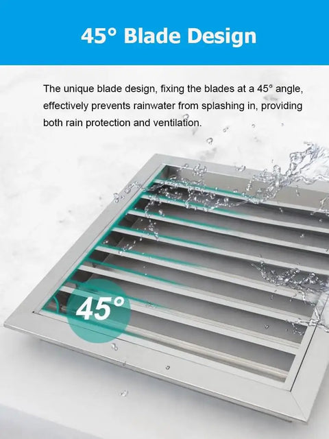 Built Tough 304 Stainless Steel Louvered Access Panel 38 X 30 Inch with 45° blade design for rain protection and ventilation.