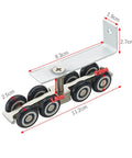 Heavy Duty Sliding Closet Door Roller Kit For Wooden Wardrobes showing nylon wheel casters and dimensions marked, 2 stainless steel.