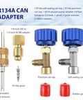 4 Pack R134a Can Tap Kit With Self Sealing And Puncture Taps showing adapter, spool remover, and quick couplers on white background