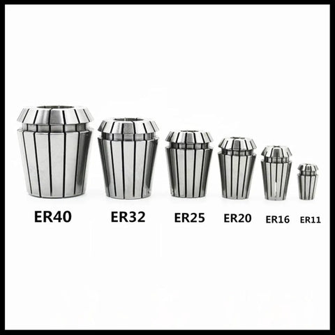 Precision ER11 Collet Chuck Holder For CNC Milling Engraving Machines 1-8mm Range quick change collets displayed in sizes.