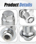 Anti-Theft Wheel Lock Lug Nut Set M12 x 1.5 Chrome Cone Seat 4-Piece With 1 Key Heavy-Duty Wheel Lock details