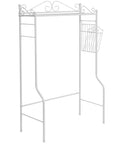 Over The Toilet Storage Shelf With Magazine Basket Freestanding Bathroom Organizer Rack Black Metal Space Saving Shelf For Small Bathrooms With Vintage Scrollwork And No Fuss Assembly