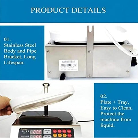 Automatic Liquid Filling Machine With 17 Liters Per Minute Commercial Stainless Steel Bottle Filler For Food And Lotions Heavy Diaphragm Pump showing stainless steel body and a removable tray.